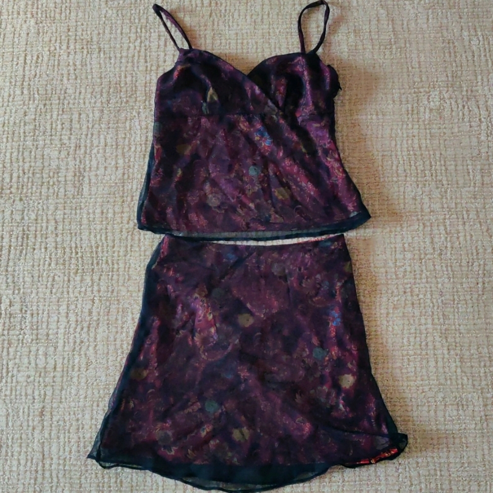 Women's Rampage Red floral tanktop and skirt set